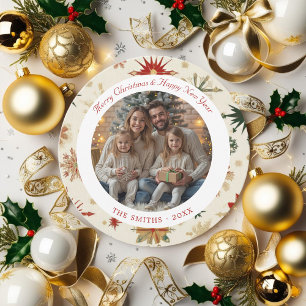 Cartes Pour Fêtes Annuelles Flèches modernes en or et rouge autour