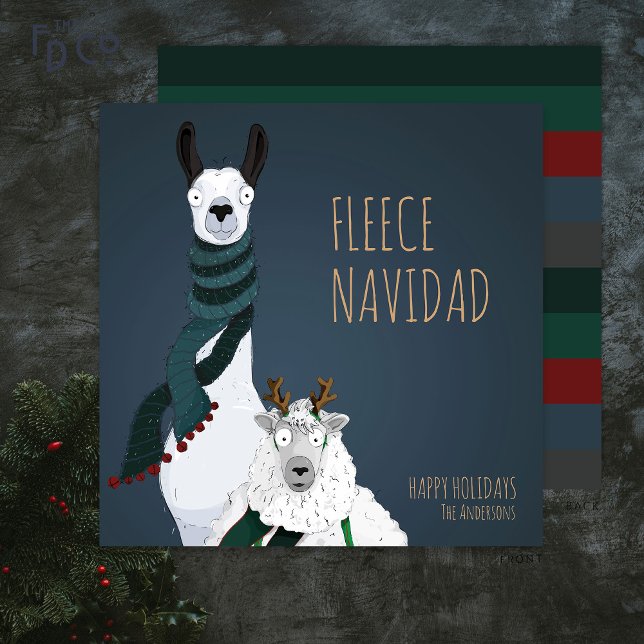 Cartes Pour Fêtes Annuelles « Fleece Navidad » Élégant Chic Drôle Jeu de mots (Créateur téléchargé)