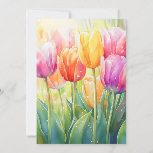 Cartes Pour Fêtes Annuelles Fleur Aquarelle Ressort Jardin Tulip