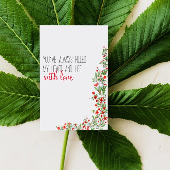 Cartes Pour Fêtes Annuelles Fleur aquarelle rouge fête des mères (Créateur téléchargé)