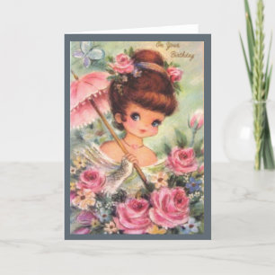 Cartes Pour Fêtes Annuelles Fleur d'anniversaire vintage