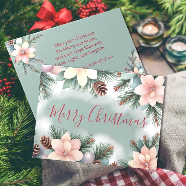 Cartes Pour Fêtes Annuelles Fleur de feuillage de Noël et cônes de pin (Créateur téléchargé)