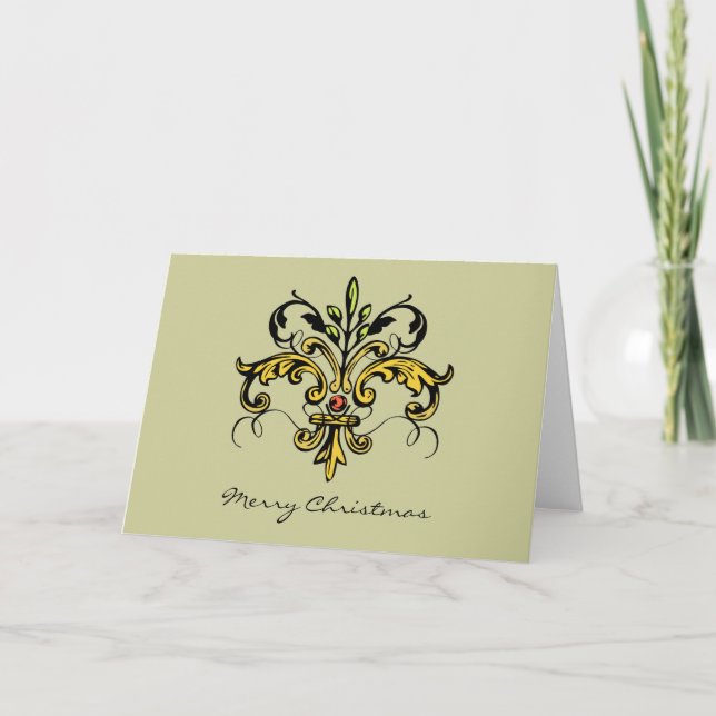 Cartes Pour Fêtes Annuelles Fleur de lis Xmas (Devant)