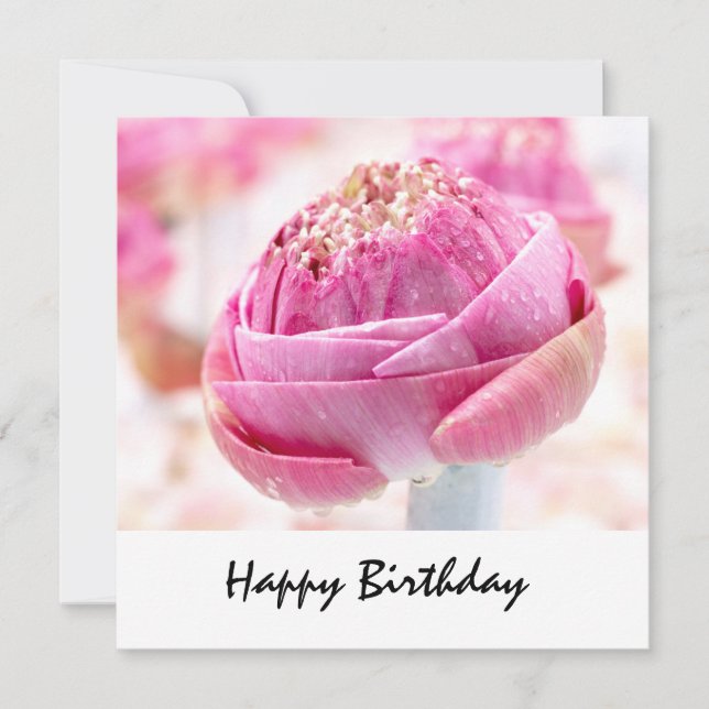 Cartes Pour Fêtes Annuelles Fleur de lotus plié rose anniversaire (Devant)