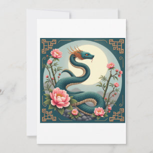 Cartes Pour Fêtes Annuelles fleur de lotus Serpent Bleu