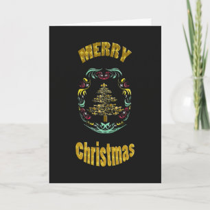 Cartes Pour Fêtes Annuelles Fleur de Lys Arbre d'or décoratif Joyeux Noël