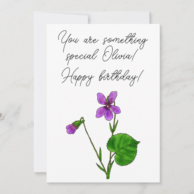 Cartes Pour Fêtes Annuelles Fleur de naissance de février Aquarelle violet min (Devant)