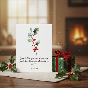 CARTES POUR FÊTES ANNUELLES FLEUR DE NAISSANCE DE HOLLY DÉCEMBRE AÉROGRAPHIE
