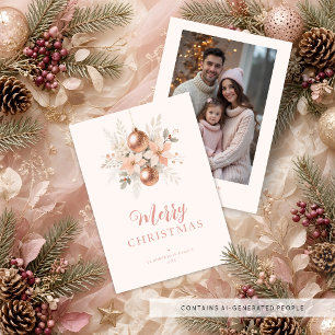Cartes Pour Fêtes Annuelles Fleur de Noël hivernale rose poudrée délicate TMF2