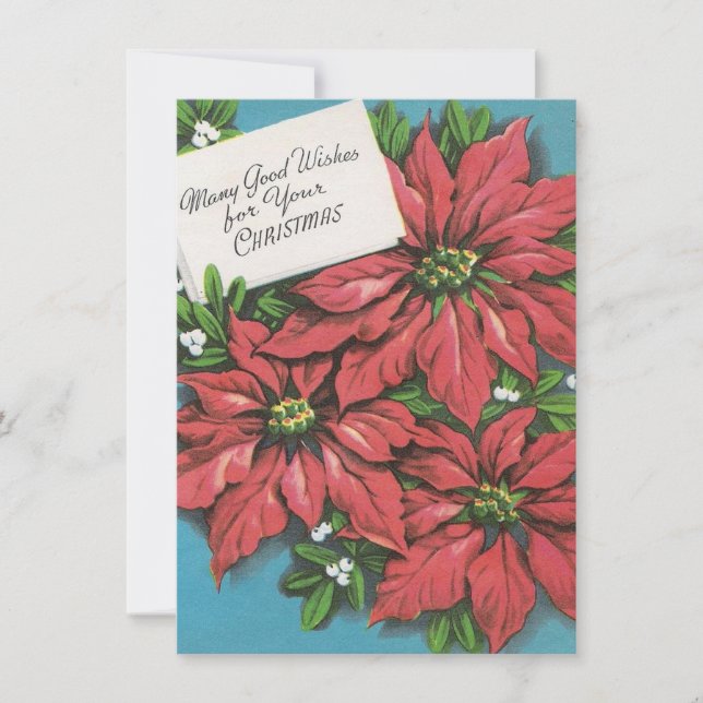 Cartes Pour Fêtes Annuelles Fleur de Noël Poinsettia bons voeux (Devant)