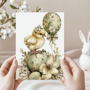 Cartes Pour Fêtes Annuelles Fleur de Pâques au printemps en aquarelle vert sau