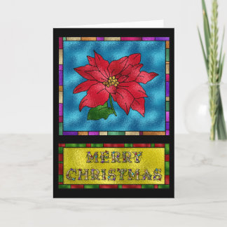 Cartes Pour Fêtes Annuelles Fleur de poinsettia en verre souillé
