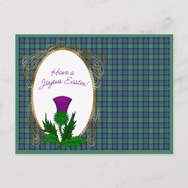 Cartes Pour Fêtes Annuelles Fleur écossaise Tartan Easter (Devant)