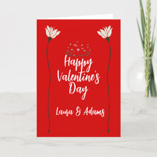 Cartes Pour Fêtes Annuelles Fleur et Coeurs couple valentines jour