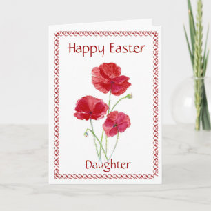Cartes Pour Fêtes Annuelles Fleur heureuse de Pâques de fille, pavot