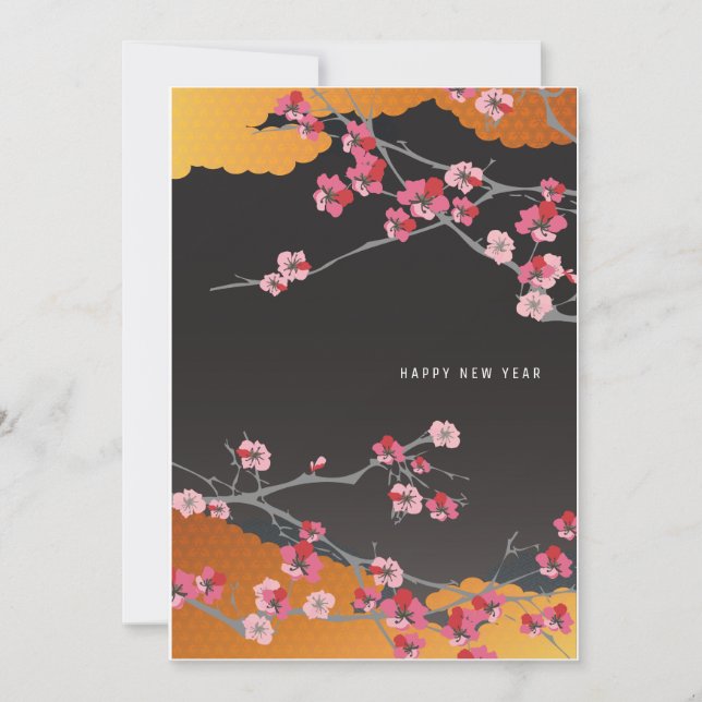 Cartes Pour Fêtes Annuelles fleur japonaise (Devant)