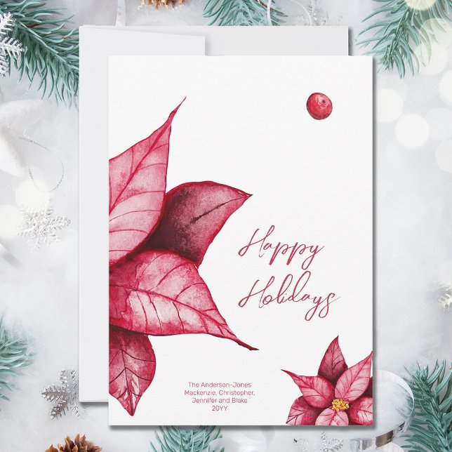 Cartes Pour Fêtes Annuelles Fleur moderne Noël rouge chaud (Créateur téléchargé)