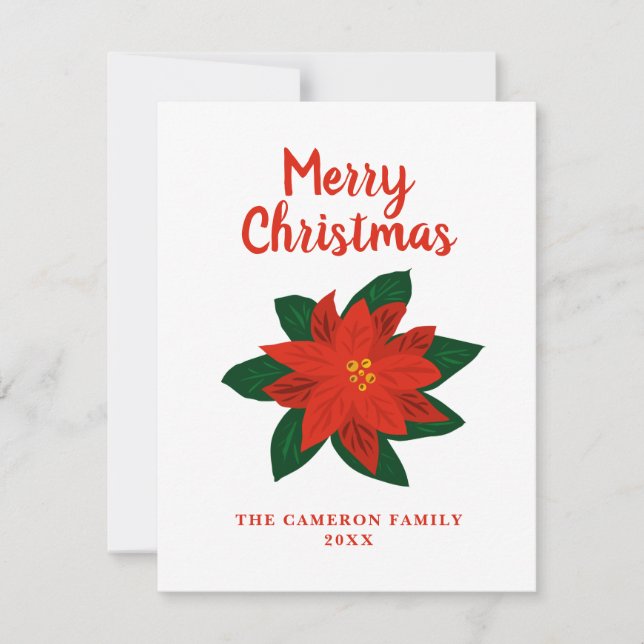 Cartes Pour Fêtes Annuelles Fleur poinsettia dessinée à la main Joyeux Noël (Devant)