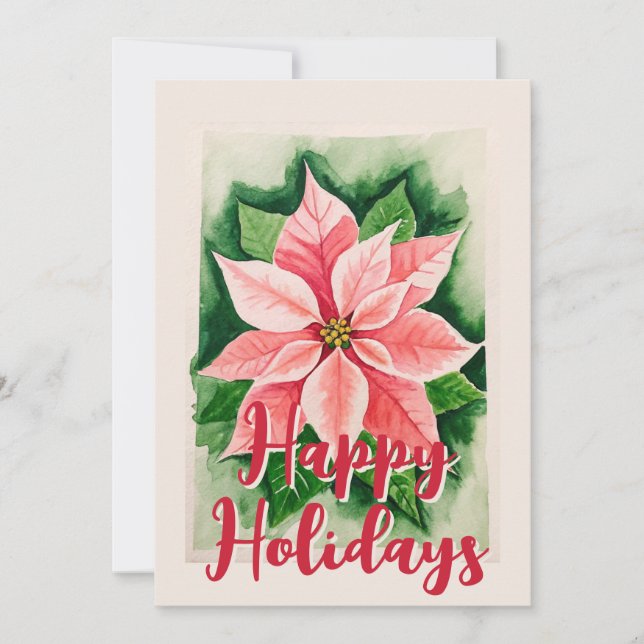 Cartes Pour Fêtes Annuelles Fleur Poinsettia traditionnelle Noël (Devant)