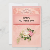 Fleur rose avec Diadème Diamant Classique Fête des
