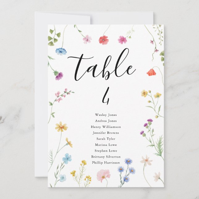 Cartes Pour Fêtes Annuelles Fleur sauvage botanique romantique Mariage Numéro  (Devant)