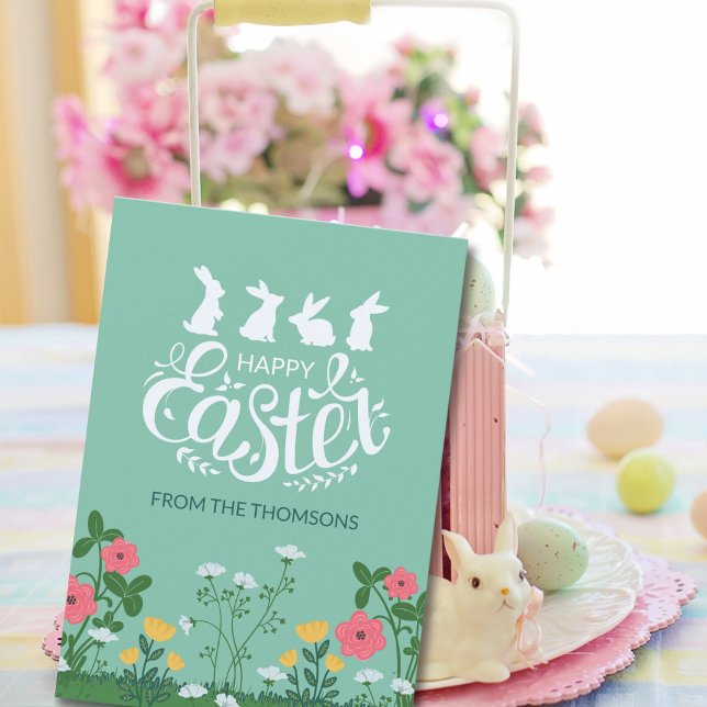 Cartes Pour Fêtes Annuelles Fleur sauvage de printemps vert blanc moderne Joye (Créateur téléchargé)