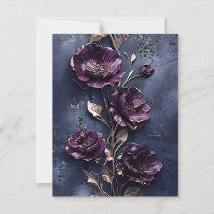 Cartes Pour Fêtes Annuelles Fleur violette vibrante sur Arrière - plan bleu fo