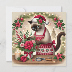 Cartes Pour Fêtes Annuelles Fleuriste de chat aux fleurs Salutation de Noël