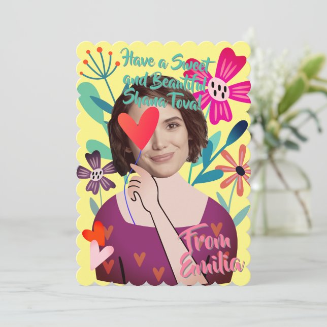 Cartes Pour Fêtes Annuelles Fleuriste Shana Tove Beau Original et Arti (Debout devant)