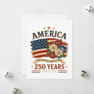 Cartes Pour Fêtes Annuelles Fleuron de drapeau patriotique Amérique 250 ans de