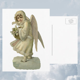 Cartes Pour Fêtes Annuelles Fleurs Anges de Noël Vintage, Découpe Victorienne