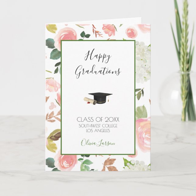 Cartes Pour Fêtes Annuelles Fleurs aquarelles - Graduations (Devant)