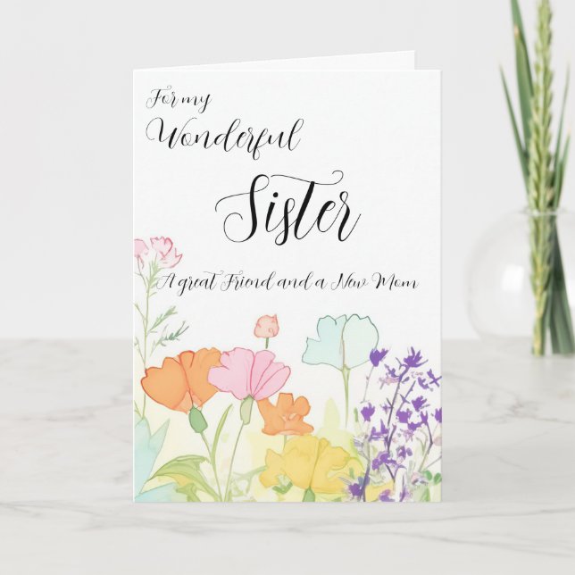 Cartes Pour Fêtes Annuelles Fleurs aquarelles pour soeur le jour de la fête de (Devant)