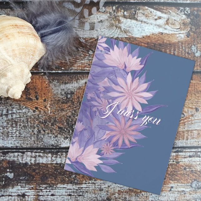 Cartes Pour Fêtes Annuelles Fleurs aquarelles. Tu me manques (Créateur téléchargé)