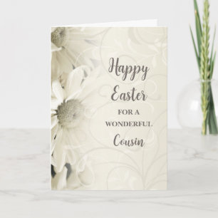 Cartes Pour Fêtes Annuelles Fleurs blanches Joyeux Cousin de Pâques