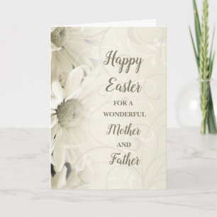 Cartes Pour Fêtes Annuelles Fleurs Blanches Joyuses Pâques Mère et Père