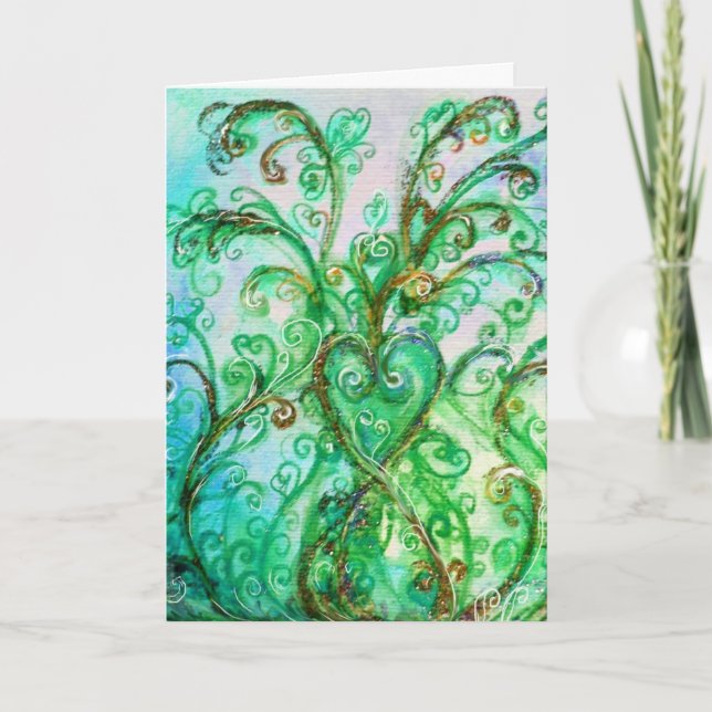 Cartes Pour Fêtes Annuelles FLEURS BLANCHES vert turquoise clair blanc (Devant)