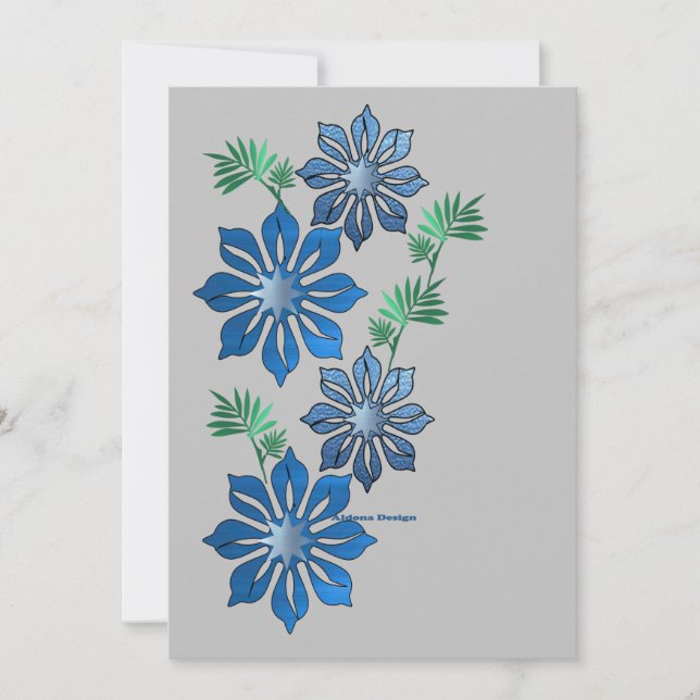 Cartes Pour Fêtes Annuelles Fleurs Bleues  (Devant)