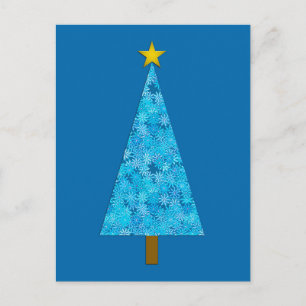 Cartes Pour Fêtes Annuelles Fleurs bleues Arbre de Noël moderne rétro