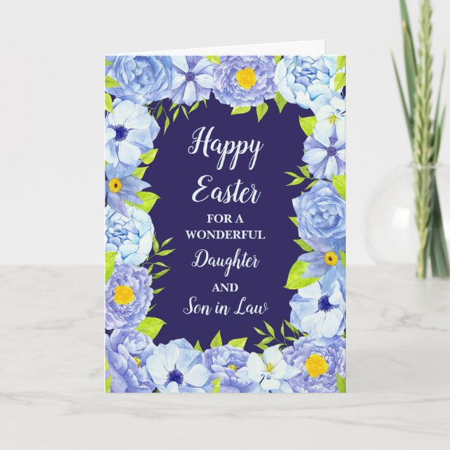 Cartes Pour Fêtes Annuelles Fleurs bleues Bonne Fille de Pâques Fils en droit (Devant)