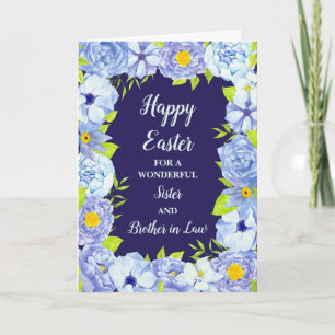Cartes Pour Fêtes Annuelles Fleurs bleues Bonne Soeur de Pâques frère en droit