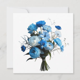 Cartes Pour Fêtes Annuelles Fleurs bleues et blanches
