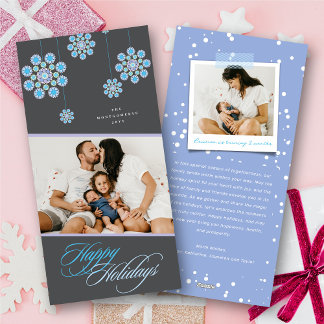 Cartes Pour Fêtes Annuelles Fleurs Bleues Ornementales Chic Joyeuses Vacances