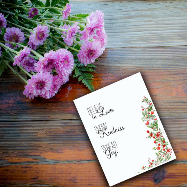 Cartes Pour Fêtes Annuelles Fleurs botaniques aquarelles rouges vœux  (Créateur téléchargé)