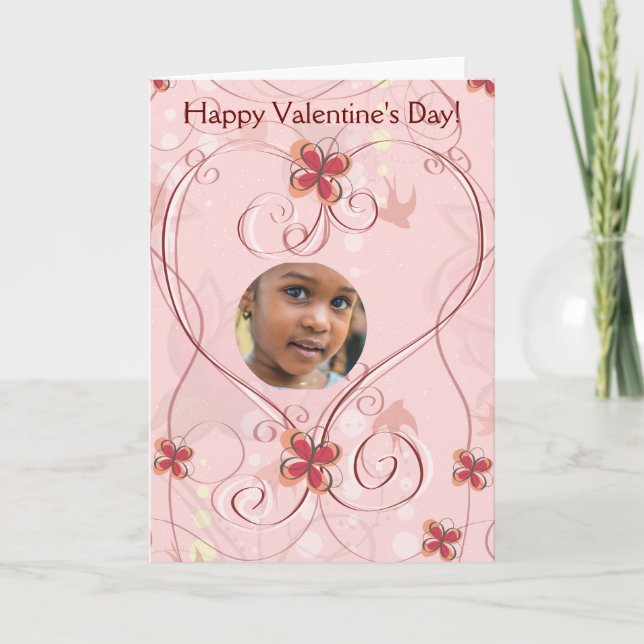 Cartes Pour Fêtes Annuelles Fleurs cardiaques Heureuses Saintes-Valentin Photo (Devant)