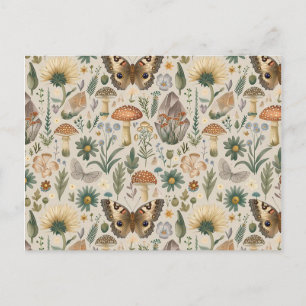 Cartes Pour Fêtes Annuelles Fleurs champignons et papillon vintage motif