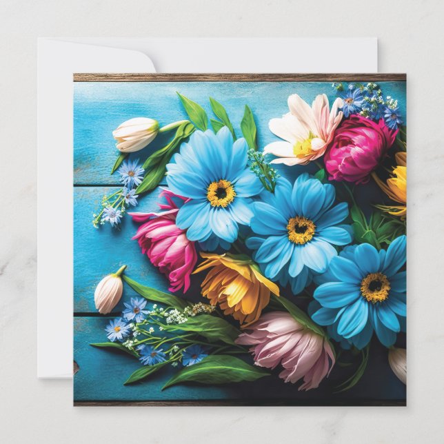 Cartes Pour Fêtes Annuelles Fleurs colorées (Devant)