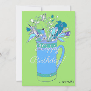Cartes Pour Fêtes Annuelles Fleurs colorées de joyeux anniversaire Green V2 da