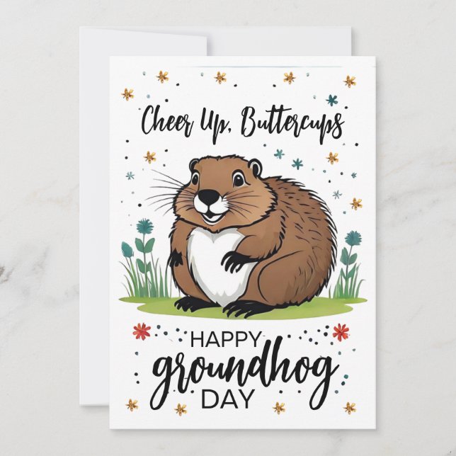 Cartes Pour Fêtes Annuelles Fleurs d'aquarelle Jour de marmotte mûre Phil (Devant)