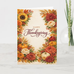 Cartes Pour Fêtes Annuelles Fleurs d'automne aquarelle rustique pour la fête d